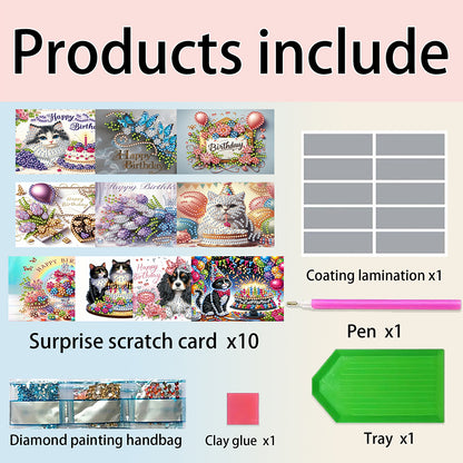 10pcs DIY Diamond Painting Crystal Scratch Card Rhinestone Party Event Gift Card