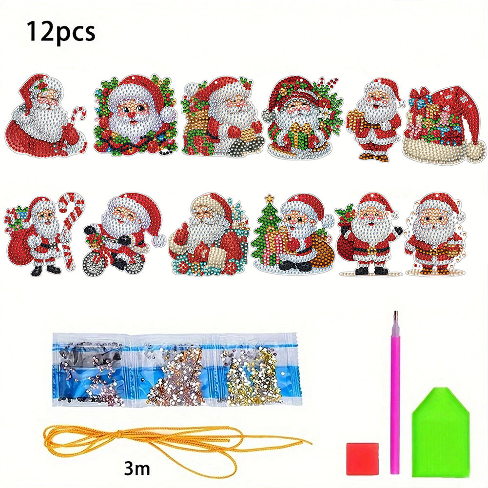 Xmas Theme 2D Flat DIY Diamond Christmas Tree Pendant Wall Door Decoration Craft