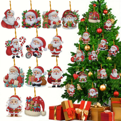 Xmas Theme 2D Flat DIY Diamond Christmas Tree Pendant Wall Door Decoration Craft