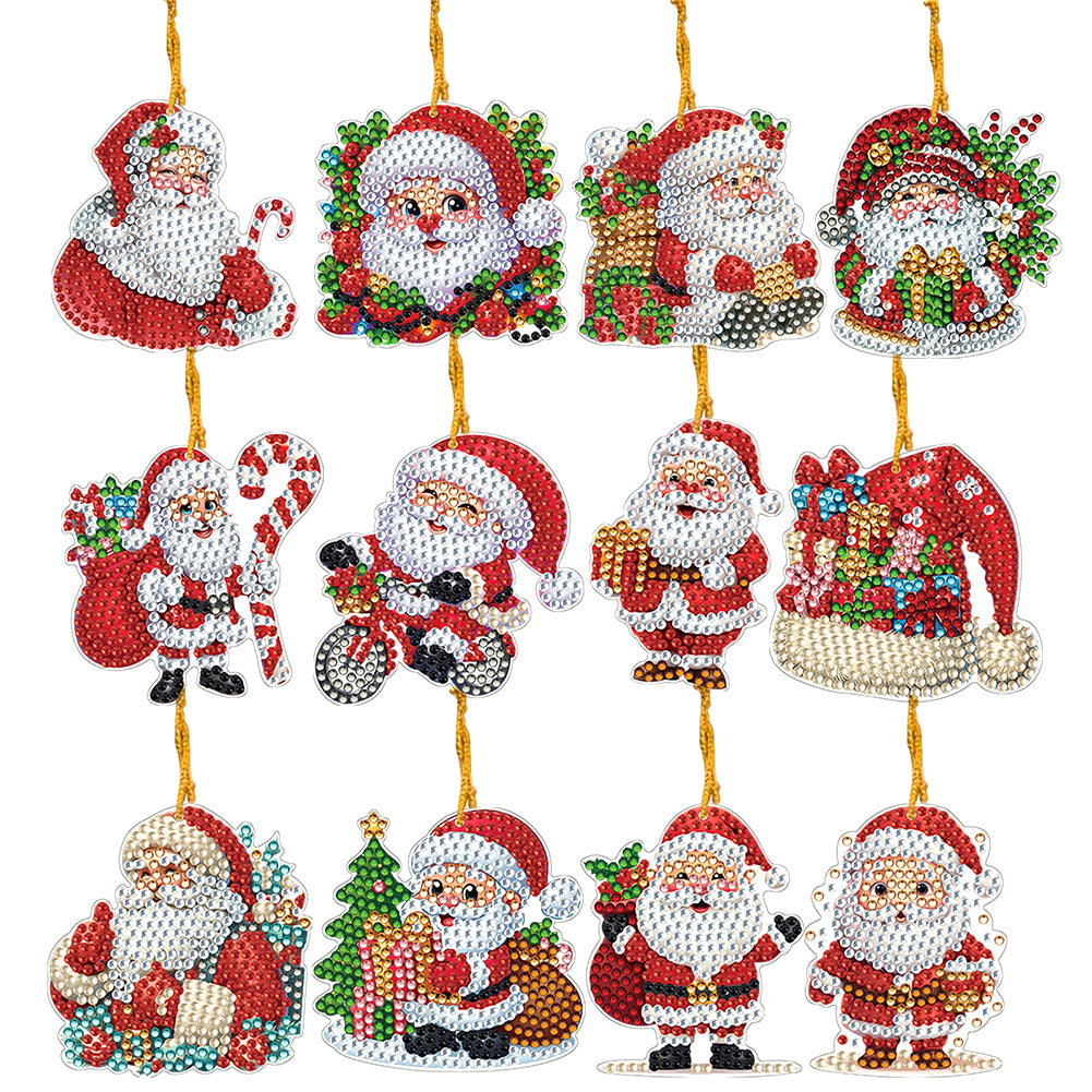 Xmas Theme 2D Flat DIY Diamond Christmas Tree Pendant Wall Door Decoration Craft