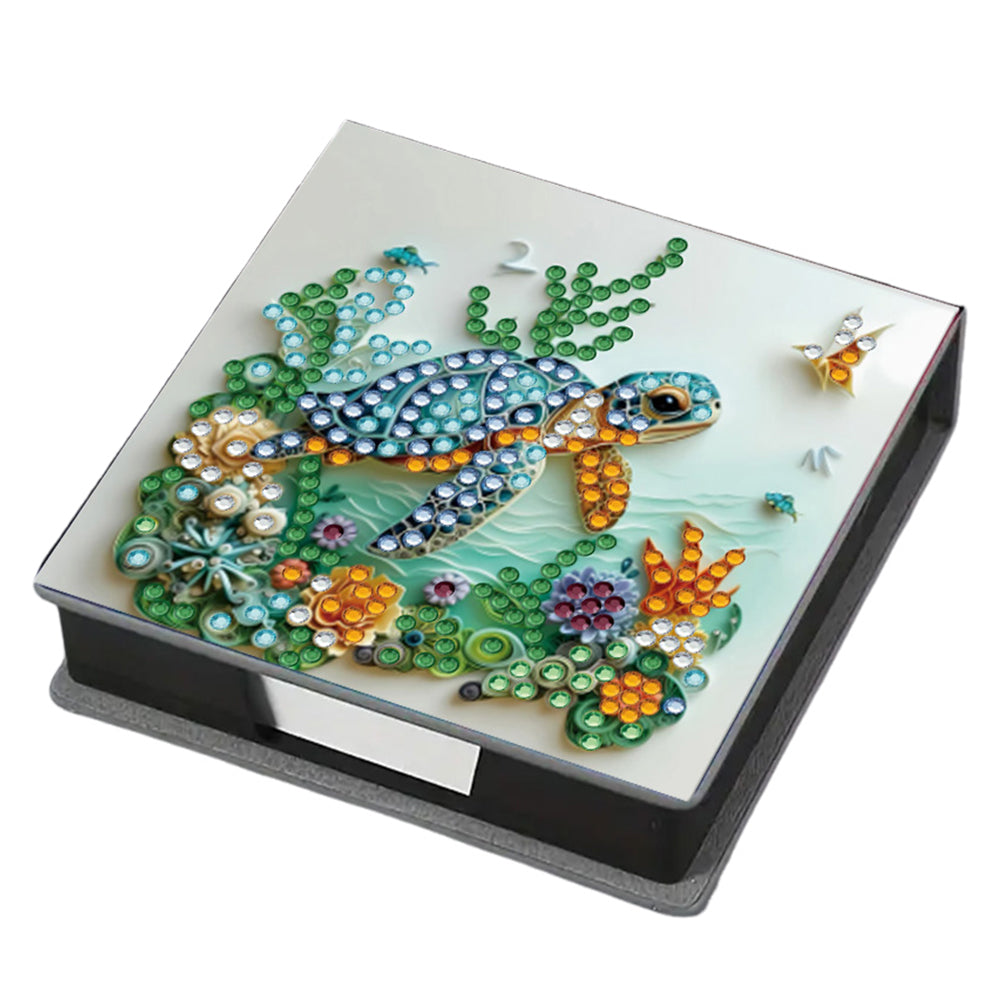 5D DIY Leather Diamond Art Note Box with 160 Sheets Paper for Desktop Decoration