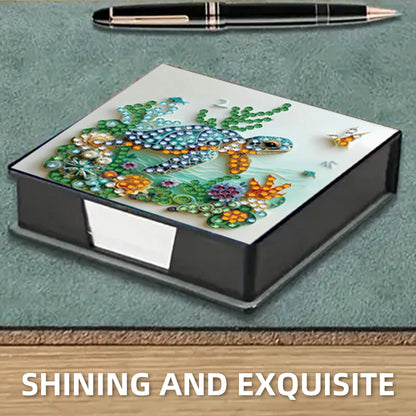 5D DIY Leather Diamond Art Note Box with 160 Sheets Paper for Desktop Decoration