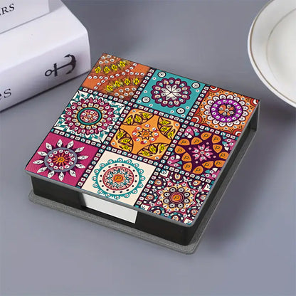 5D DIY Leather Diamond Art Note Box with 160 Sheets Paper for Desktop Decoration