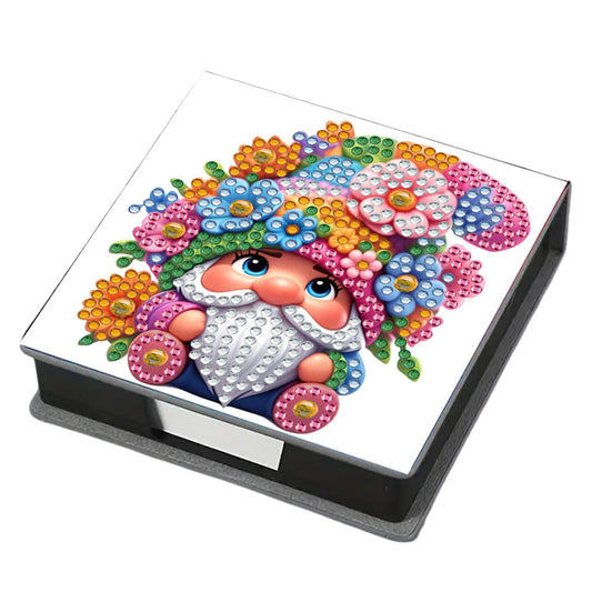 5D DIY Leather Diamond Art Note Box with 160 Sheets Paper for Desktop Decoration