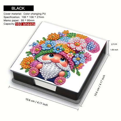 5D DIY Leather Diamond Art Note Box with 160 Sheets Paper for Desktop Decoration