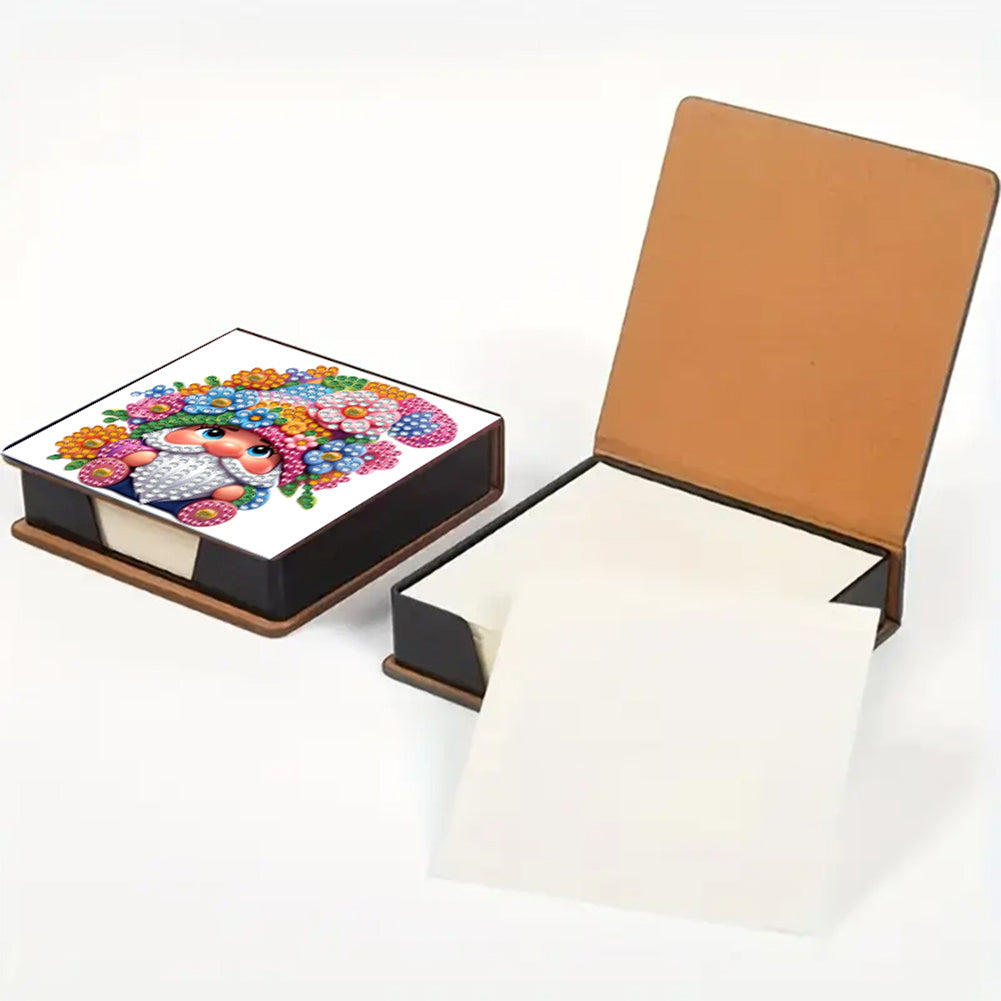5D DIY Leather Diamond Art Note Box with 160 Sheets Paper for Desktop Decoration