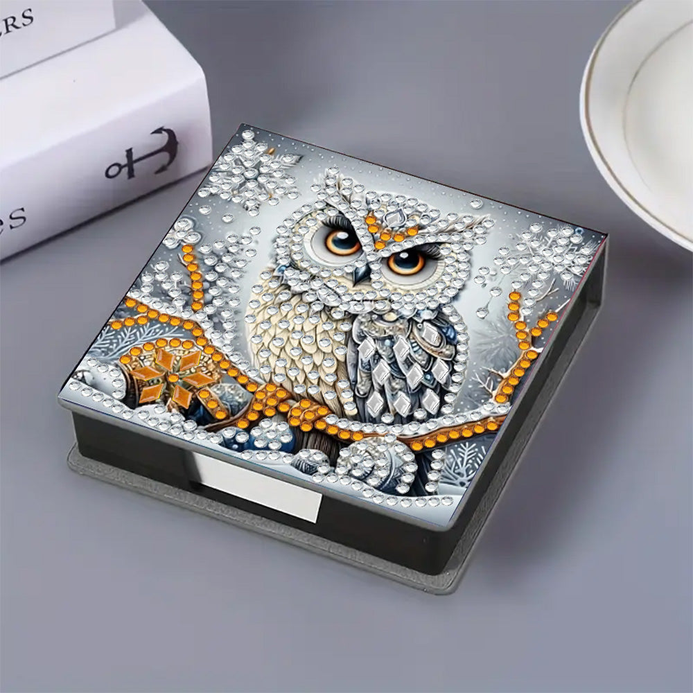 5D DIY Leather Diamond Art Note Box with 160 Sheets Paper for Desktop Decoration