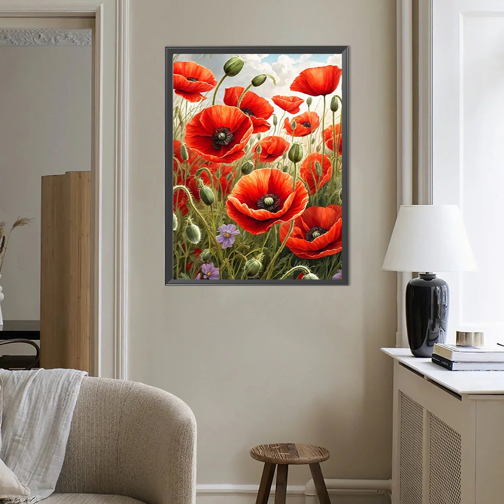 Poppy Bush - Full Round Drill Diamond Painting 40*50CM