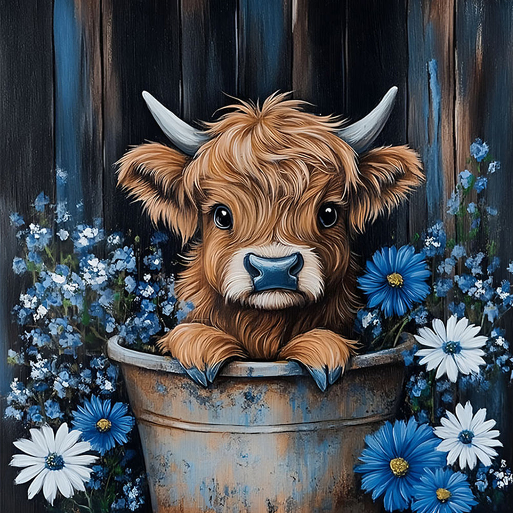 Iron Bucket Yak - Full Round Drill Diamond Painting 30*30CM