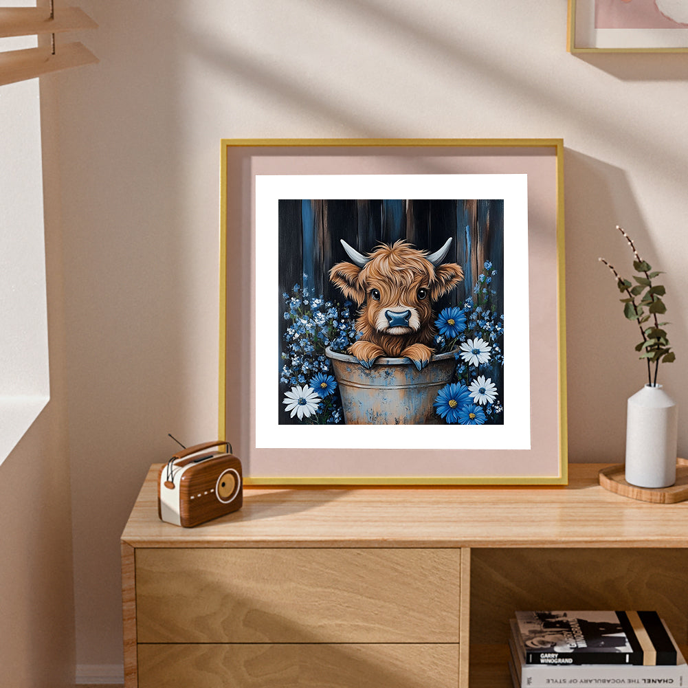 Iron Bucket Yak - Full Round Drill Diamond Painting 30*30CM
