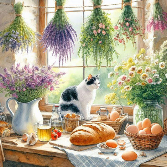 Bakery Kitten - 11CT Stamped Cross Stitch 45*45CM