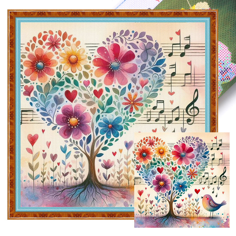 Love Tree - 11CT Stamped Cross Stitch 45*45CM