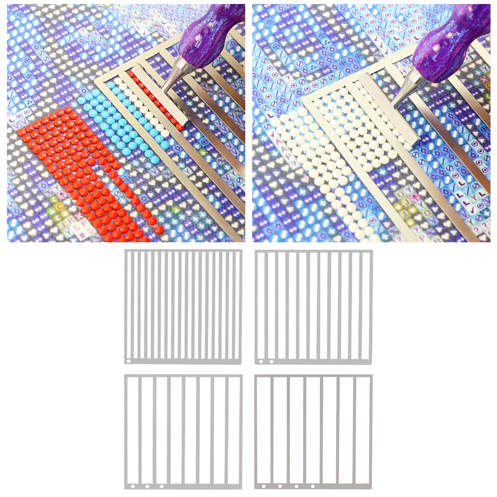 4Pcs DIY Diamond Art Guide Ruler Rhinestone Positioning Grid Ruler Gift (Round)