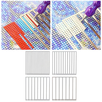 4Pcs DIY Diamond Art Guide Ruler Rhinestone Positioning Grid Ruler Gift (Round)