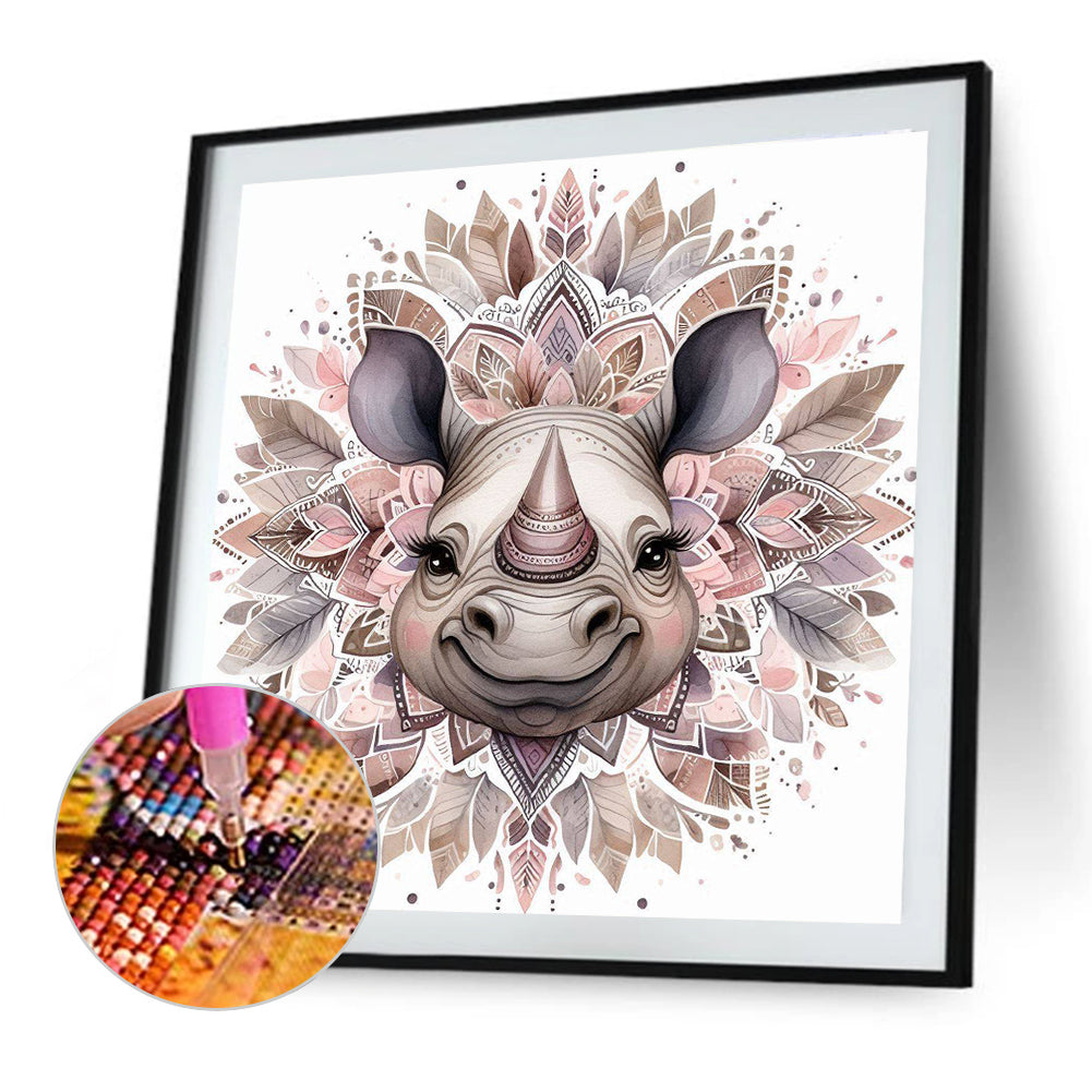 Mandala Rhino - Full Round Drill Diamond Painting 30*30CM