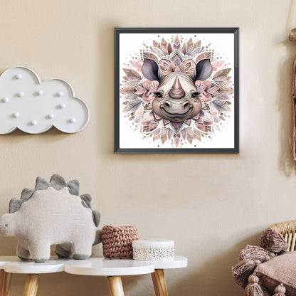 Mandala Rhino - Full Round Drill Diamond Painting 30*30CM