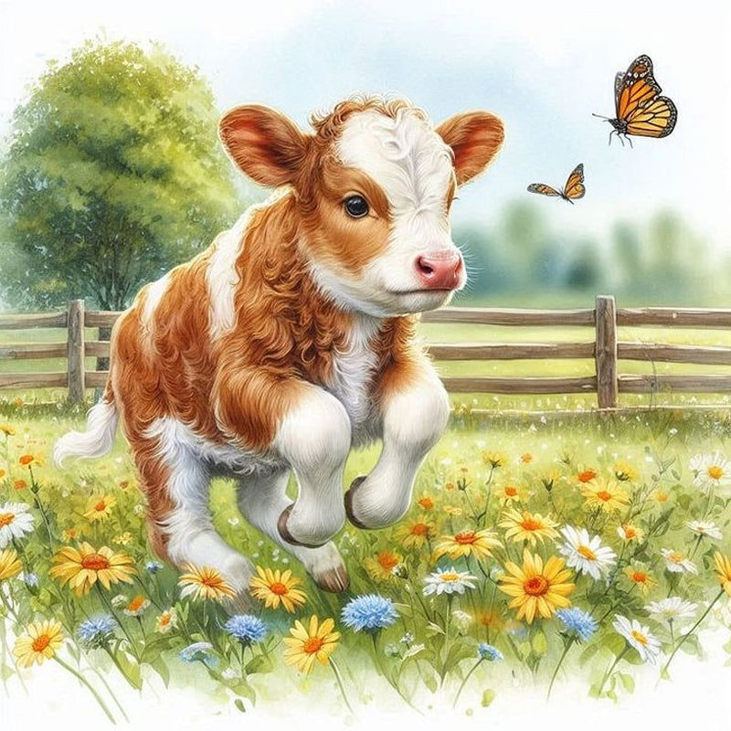 Cow - Full Round Drill Diamond Painting 30*30CM