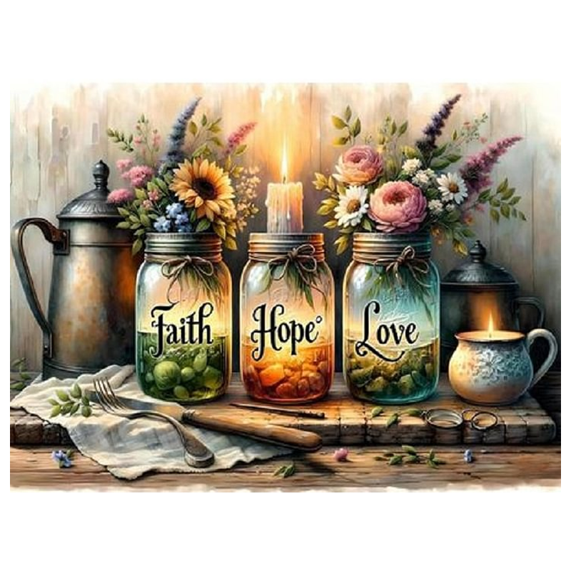 Faith Hope Love - Full Round Drill Diamond Painting 40*30CM