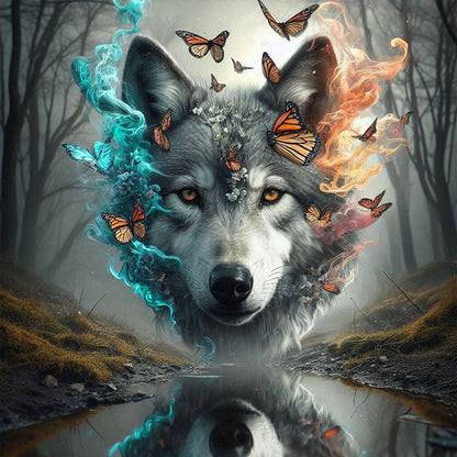 Butterfly Wolf - Full Round Drill Diamond Painting 30*30CM