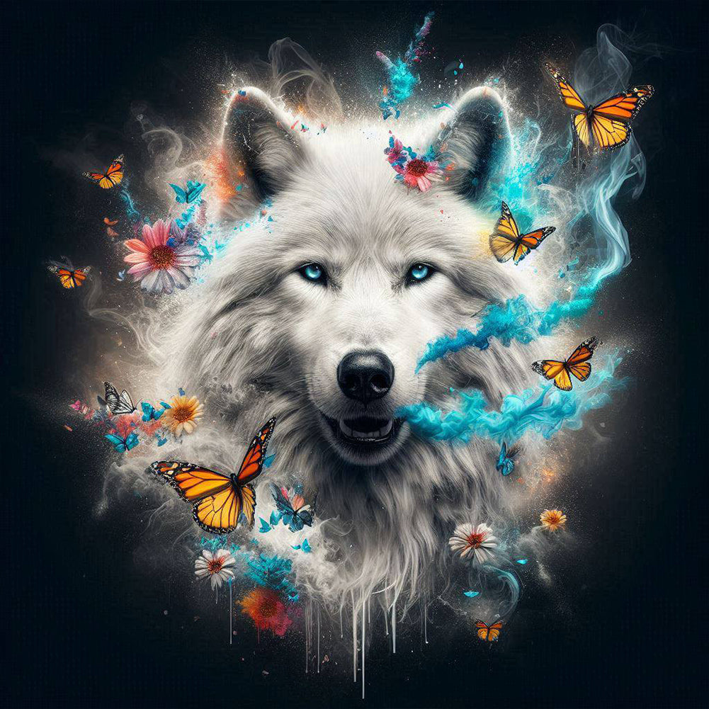 Butterfly Wolf - Full Round Drill Diamond Painting 30*30CM
