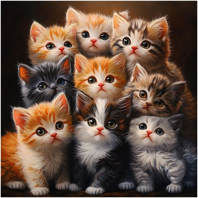 Cat - Full Round Drill Diamond Painting 40*40CM