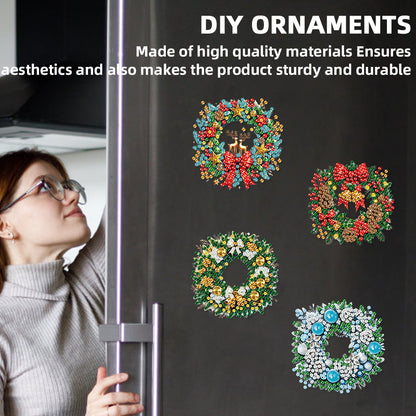 6PCS 2D Flat DIY Diamond Art Refrigerator Magnet Sticker for Home Kitchen Decor