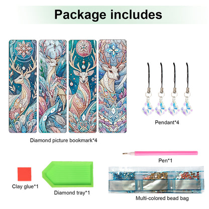 8Pcs Colored Patterns DIY Diamond Painting Art Bookmarks for Reading Enthusiasts