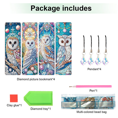 8Pcs Colored Patterns DIY Diamond Painting Art Bookmarks for Reading Enthusiasts