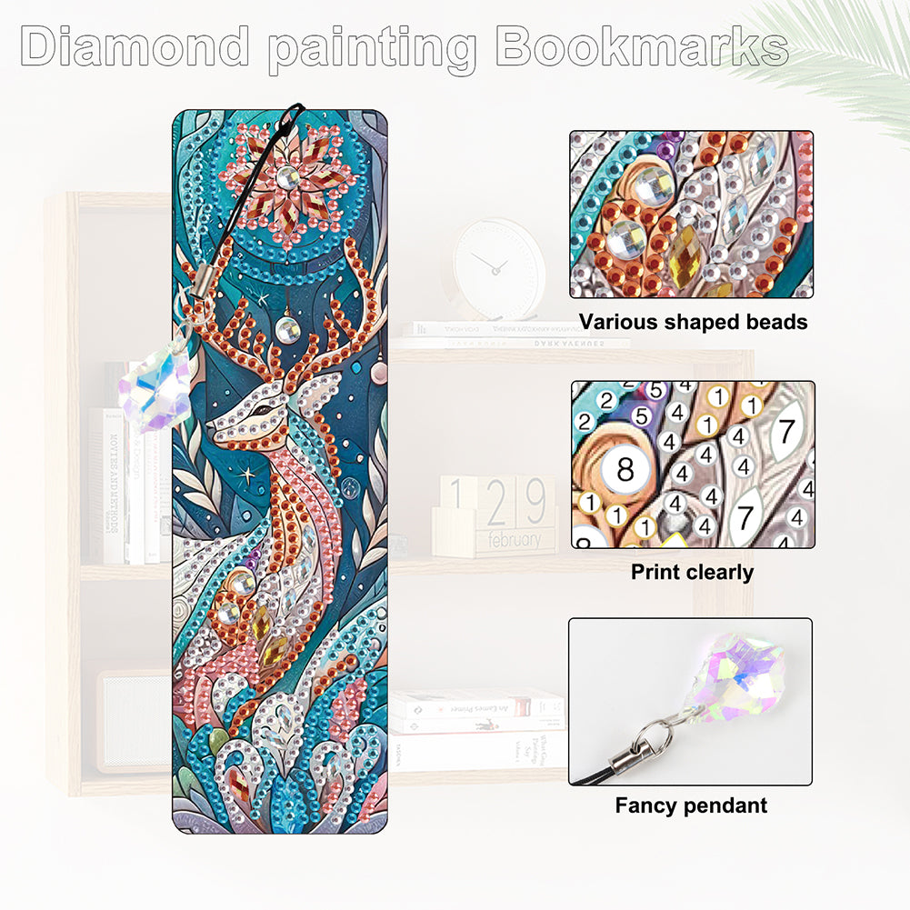 8Pcs Colored Patterns DIY Diamond Painting Art Bookmarks for Reading Enthusiasts