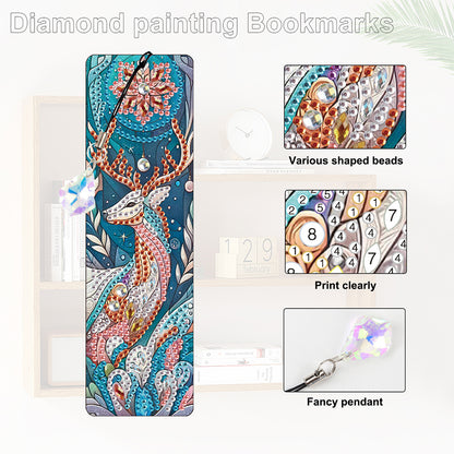 8Pcs Colored Patterns DIY Diamond Painting Art Bookmarks for Reading Enthusiasts