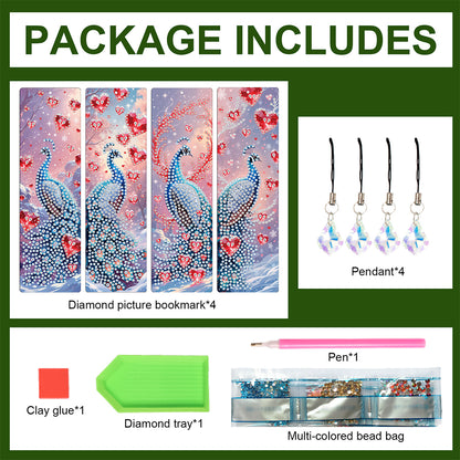 8Pcs Colored Patterns DIY Diamond Painting Art Bookmarks for Reading Enthusiasts