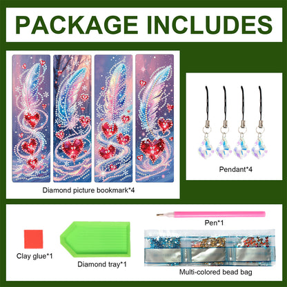 8Pcs Colored Patterns DIY Diamond Painting Art Bookmarks for Reading Enthusiasts