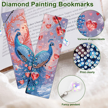 8Pcs Colored Patterns DIY Diamond Painting Art Bookmarks for Reading Enthusiasts