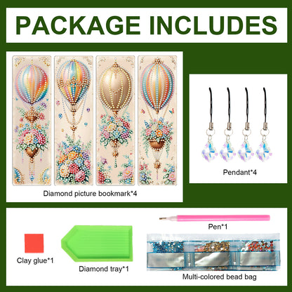 8Pcs Colored Patterns DIY Diamond Painting Art Bookmarks for Reading Enthusiasts