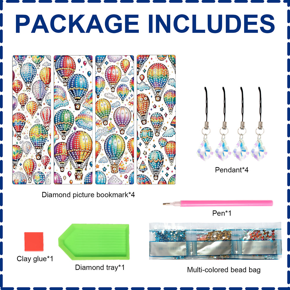 8Pcs Colored Patterns DIY Diamond Painting Art Bookmarks for Reading Enthusiasts