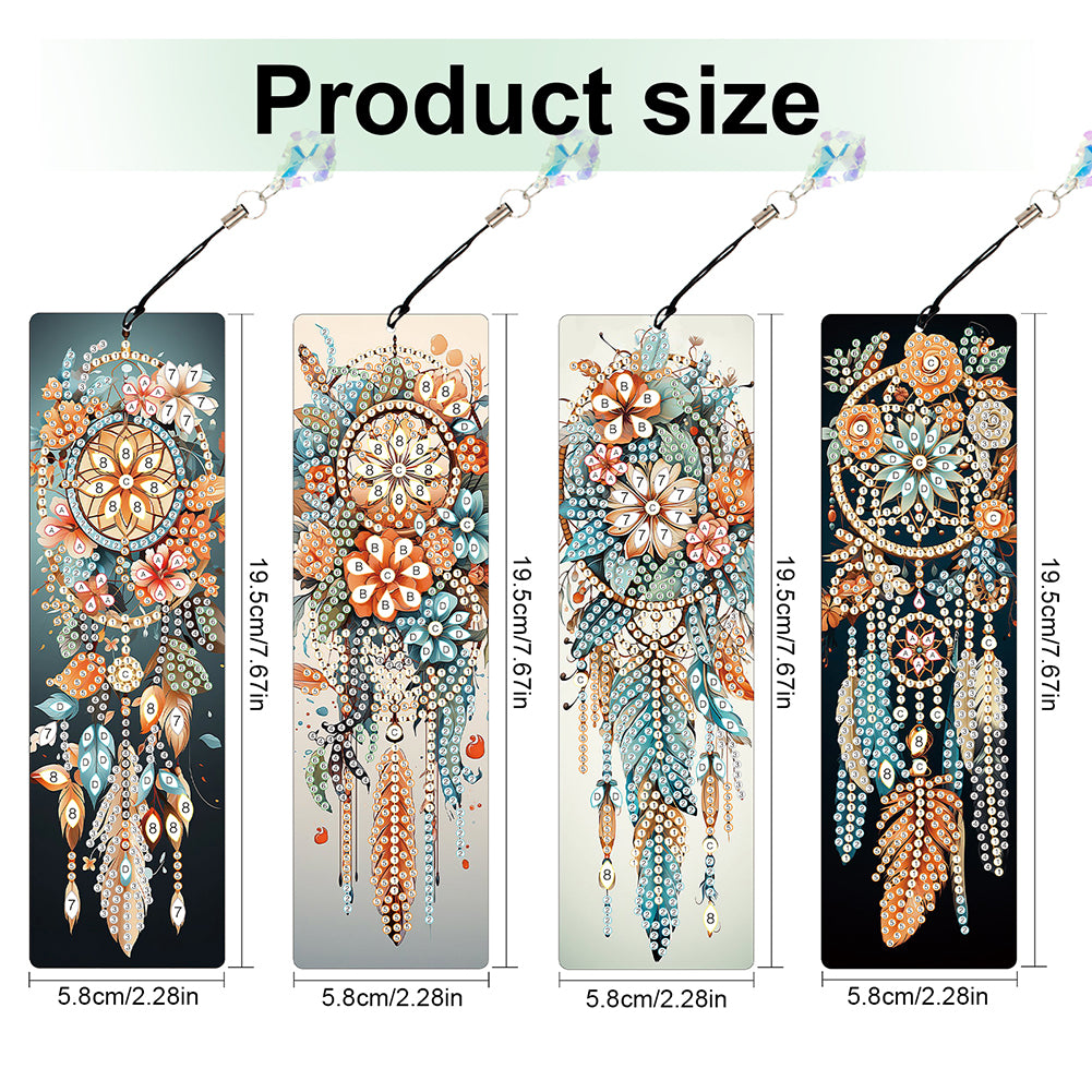 8Pcs Colored Patterns DIY Diamond Painting Art Bookmarks for Reading Enthusiasts