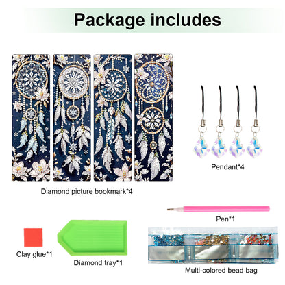 8Pcs Colored Patterns DIY Diamond Painting Art Bookmarks for Reading Enthusiasts