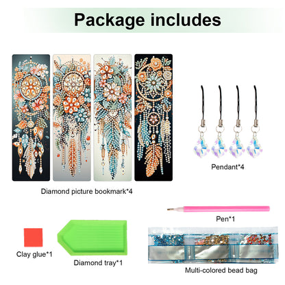 8Pcs Colored Patterns DIY Diamond Painting Art Bookmarks for Reading Enthusiasts