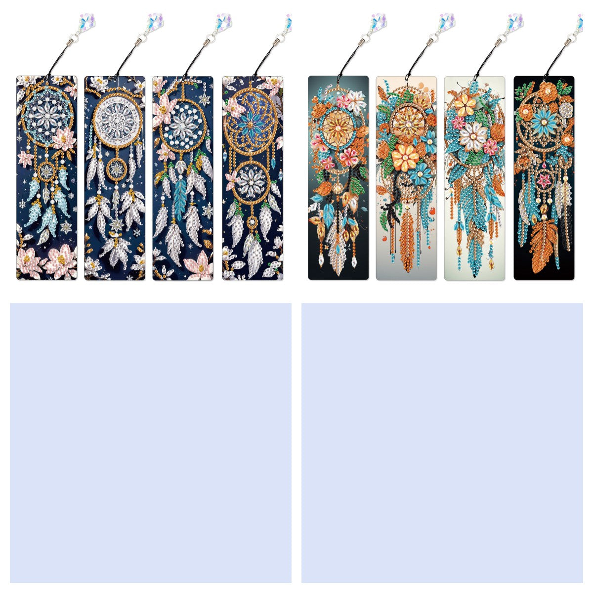 8Pcs Colored Patterns DIY Diamond Painting Art Bookmarks for Reading Enthusiasts