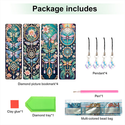 8Pcs Colored Patterns DIY Diamond Painting Art Bookmarks for Reading Enthusiasts