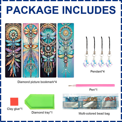 8Pcs Colored Patterns DIY Diamond Painting Art Bookmarks for Reading Enthusiasts