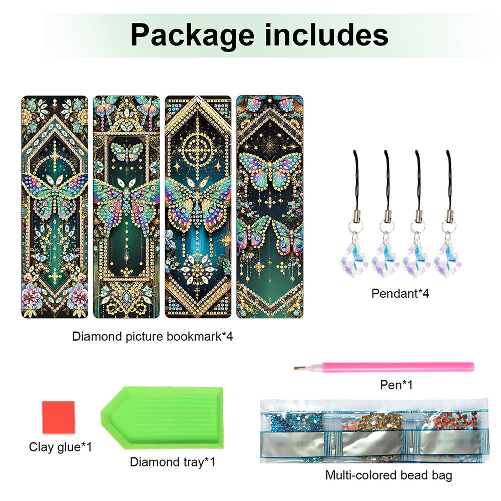 8Pcs Colored Patterns DIY Diamond Painting Art Bookmarks for Reading Enthusiasts