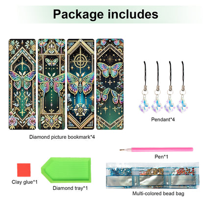 8Pcs Colored Patterns DIY Diamond Painting Art Bookmarks for Reading Enthusiasts