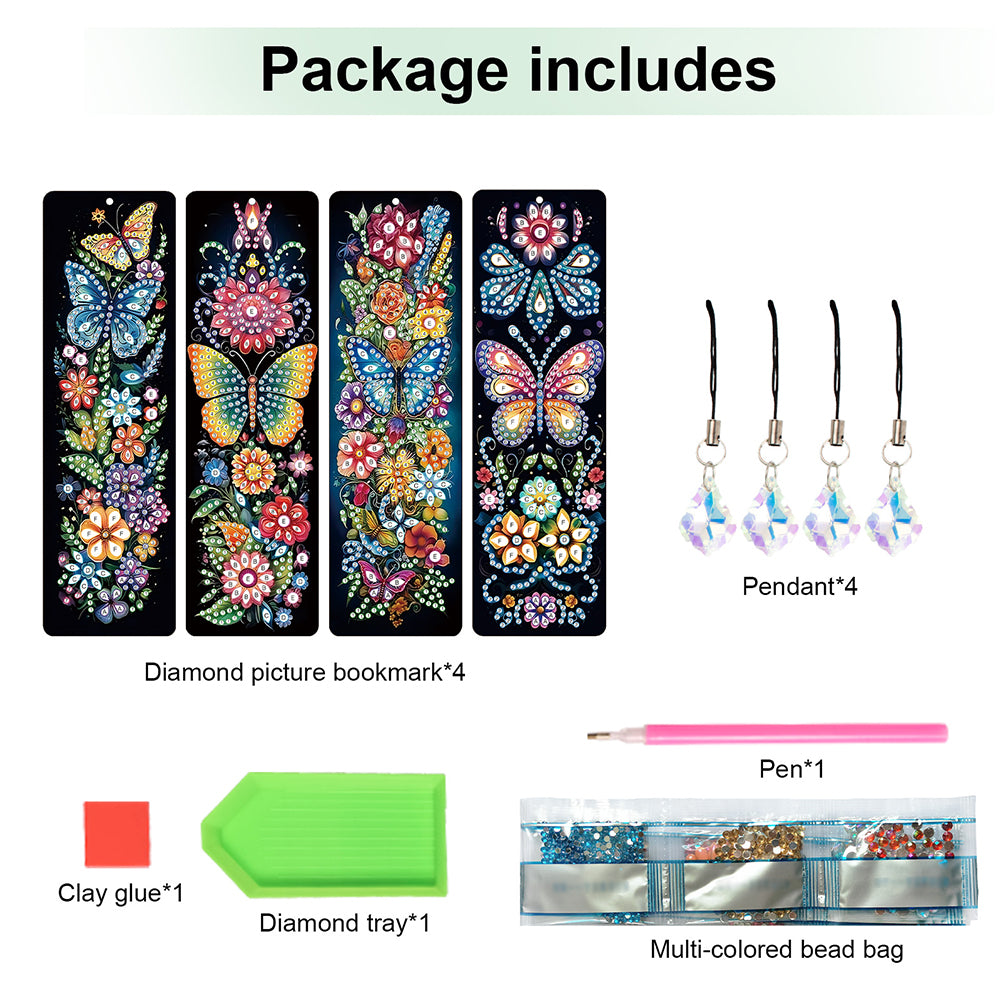 8Pcs Colored Patterns DIY Diamond Painting Art Bookmarks for Reading Enthusiasts