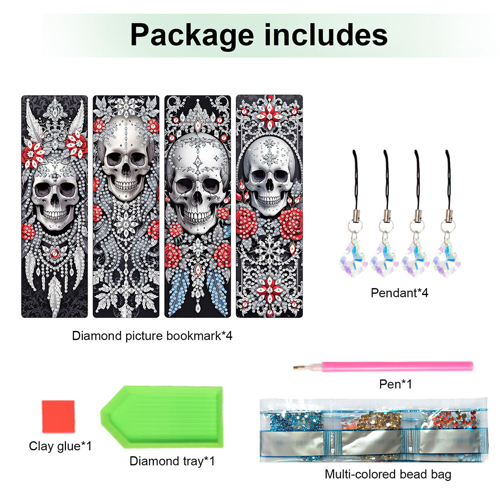 8Pcs Colored Patterns DIY Diamond Painting Art Bookmarks for Reading Enthusiasts
