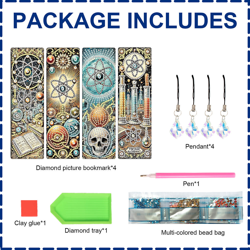 8Pcs Colored Patterns DIY Diamond Painting Art Bookmarks for Reading Enthusiasts