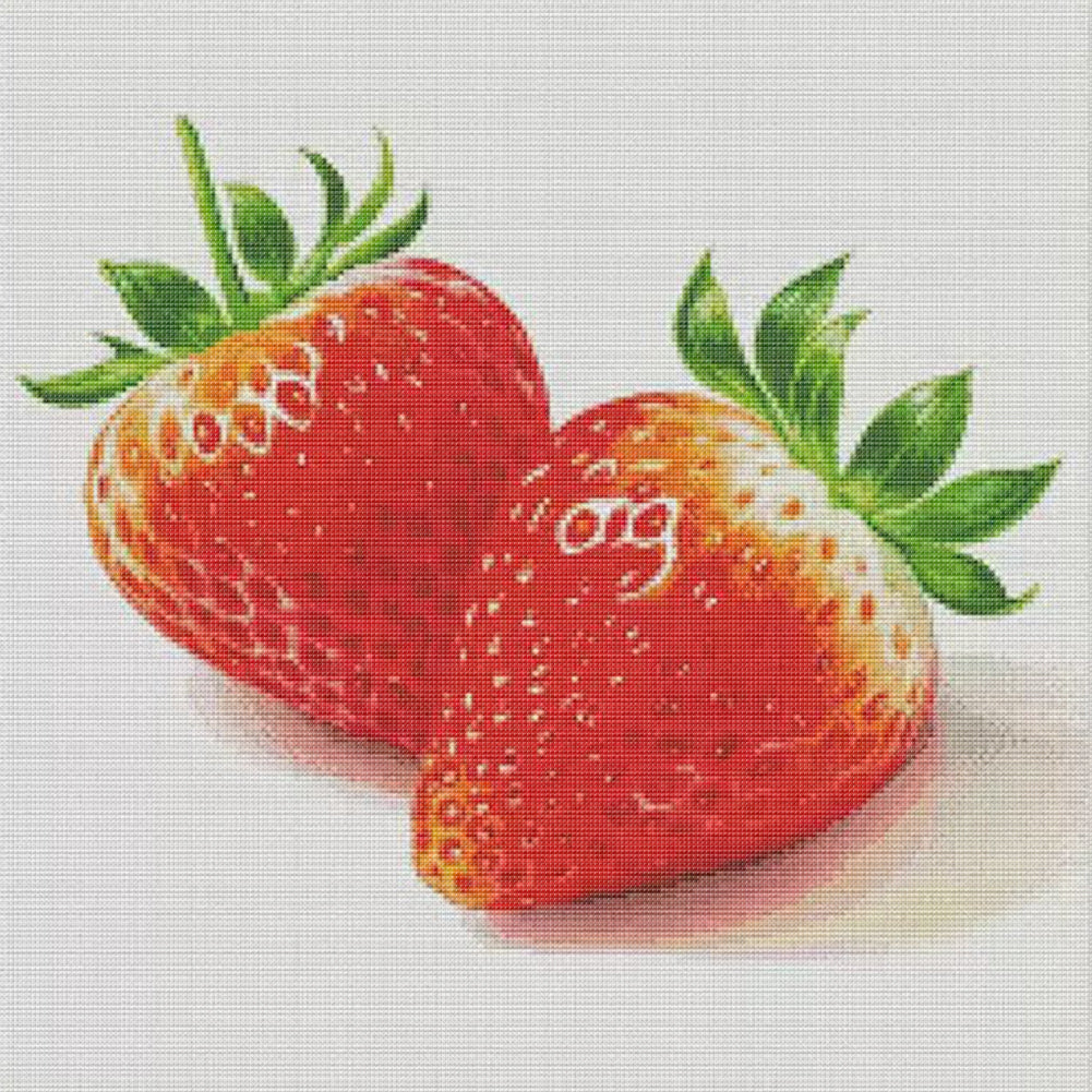 Two Strawberries In The Food Series - 14CT Stamped Cross Stitch 50*50CM(Fairy Brand)