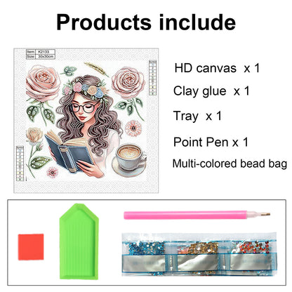 Reading Girl - Special Shaped Drill Diamond Painting 30*30CM