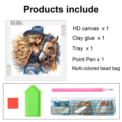 Cowboy Girl - Special Shaped Drill Diamond Painting 30*30CM