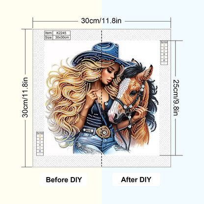 Cowboy Girl - Special Shaped Drill Diamond Painting 30*30CM